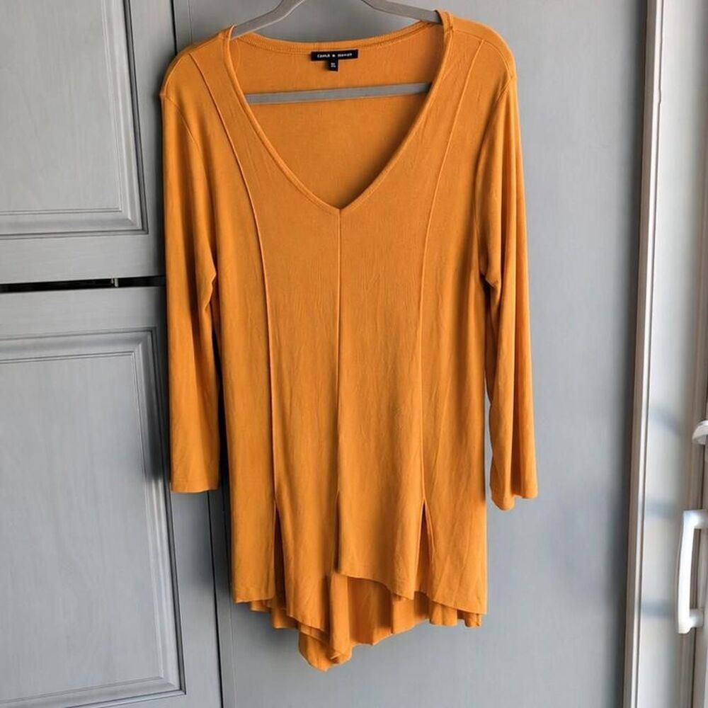 Cable & Gauge Golden Orange V-Neck Tunic